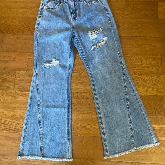 Rock & Roll Distressed Light Blue Jeans - Casual High-Rise - Picture 2 of 9